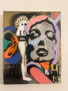 graffiti piece by Addie wuensch  Abstract Portrait Canvas Art - Multicolor